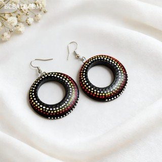 Handcrafted Painting Wood Earrings Premium Quality